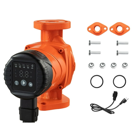 KFFKFF High-Efficiency Circulator Pump, 16 GPM,120V,20 ft Cast Iron Hot Water Recirculation Pump with 1-Inch Flange Connection, Built-In Check Valve, Quiet Performance for Residential Heating Systems