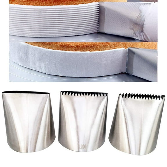 Baking Decorating Tools Stainless Steel Piping Tips, Icing Nozzles for Smooth Ribbed Stripes on Pastry Fondant, Silver