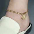 thumbnail image 2 of Hermah Gold Heart Initial Letter Anklet for Women Figaro Foot Chain, 2 of 7