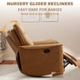 thumbnail image 3 of ANJ Manual PU Leather Recliner Chair, Swivel Rocker Recliners with Padded Armrest and Backrest, Nursery Rocking Reclining Chair for Living Room, Bedroom, Caramel, 3 of 9