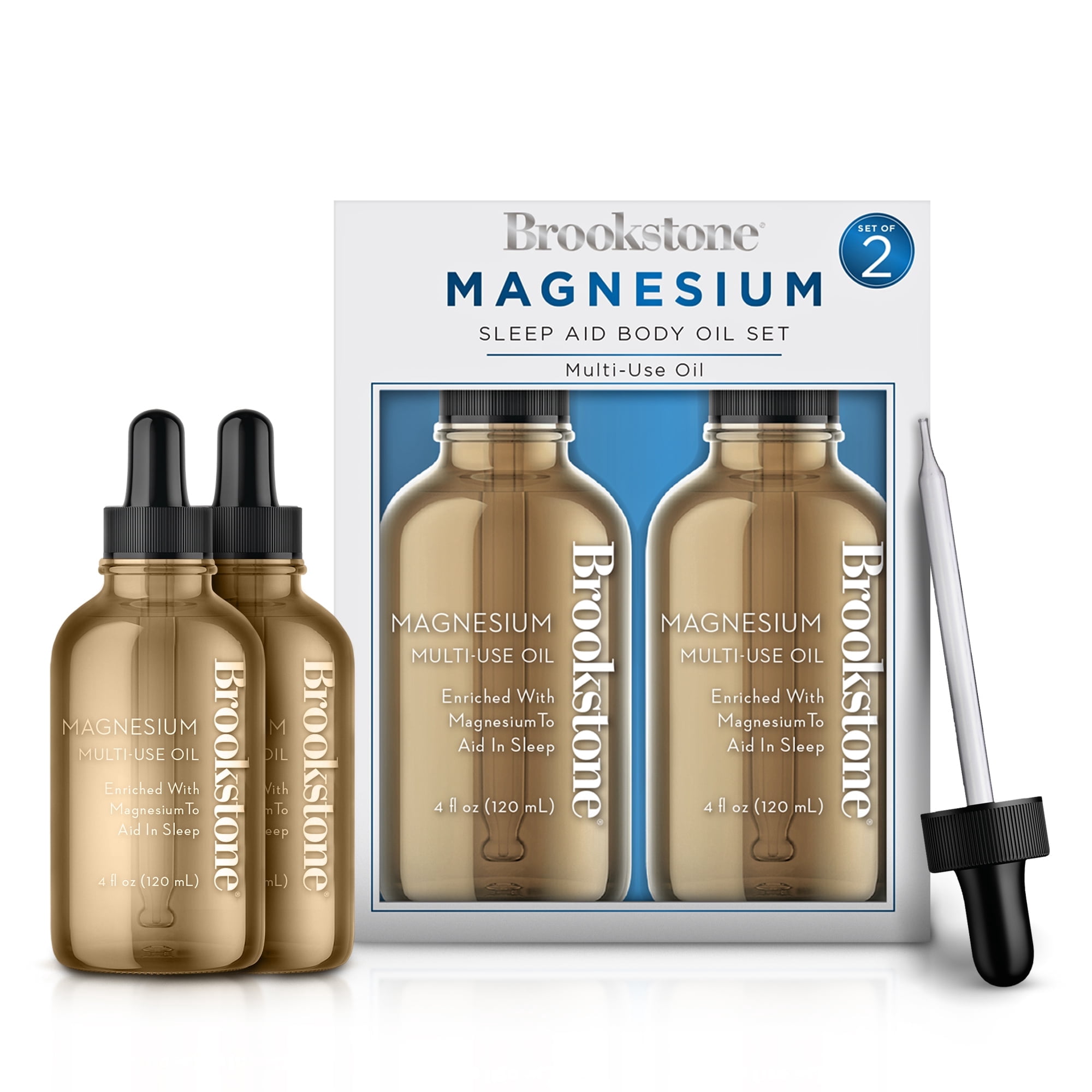 Brookstone Magnesium Oil Body Oil Set Multi-Use Castor Body Oil 2 Pack 4 fl oz Total 8 fl oz