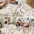 thumbnail image 6 of Easter Washable Area Rug 2.7 x 5 ft Spring White Bunny Tail Colored Eggs Floral Linen Texture, Soft Non Slip Rugs Stain Repellent Indoor Felt Carpet for Living Dining Room Bedroom Home Office, 6 of 9