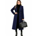 thumbnail image 5 of Cozyvia Women's Winter Double Breasted Wool Coat Elegant Notched Lapel Belted Maxi Long Pea Trench Coat - Navy XL, 5 of 5