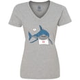 thumbnail image 3 of Inktastic Shark Dinner Women's V-Neck T-Shirt, 3 of 5