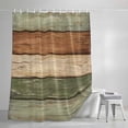 thumbnail image 3 of Shower Curtains for Bathroom, Farmhouse Sage Green Brown Waterproof Fabric Shower Curtain, Vintage Wooden Striped Decorative Bathroom Curtain for Bathtub, 72"x72", No Hooks Included, 3 of 9