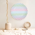 thumbnail image 5 of Wukai Colorful Checkerboard Print Decorative Plate for Display,Bone China Decorative Plate, Ceramic Dinner Plate with Stand, Vertical Ceramic Plate-7in, 5 of 6