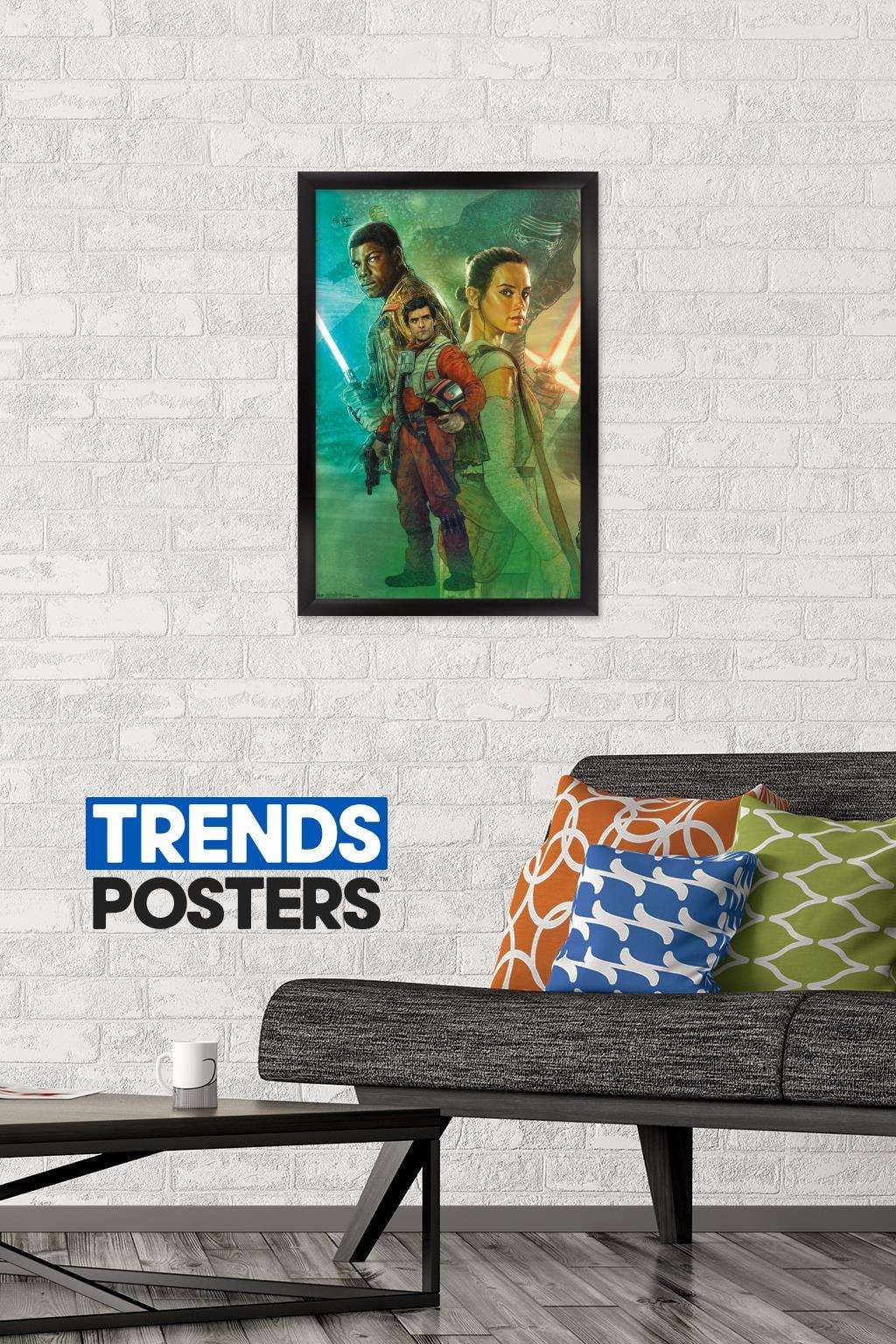 Star Wars: The Force Awakens - Celebration Mural Wall Poster, 14.725" x 22.375", Framed
