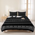 thumbnail image 3 of Twin Quilt Set 68''x86'', Black White Geometric Lightweight Summer Bedspread Coverlet Set with 2 Pillow Shams, Modern Striped Plaid Abstract Art Breathable All Season Quilt Bedding for Dorm/Bedroom, 3 of 9