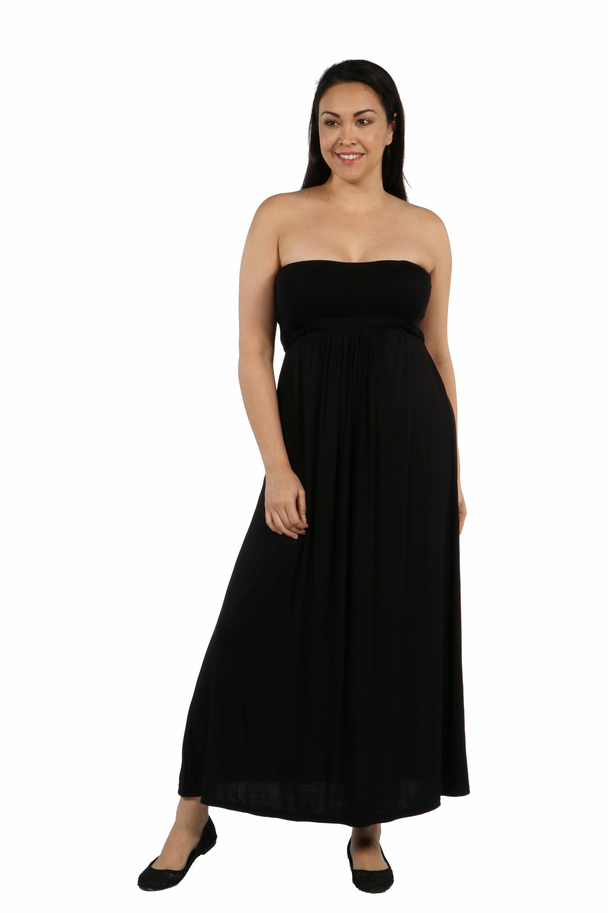plus size strapless maxi