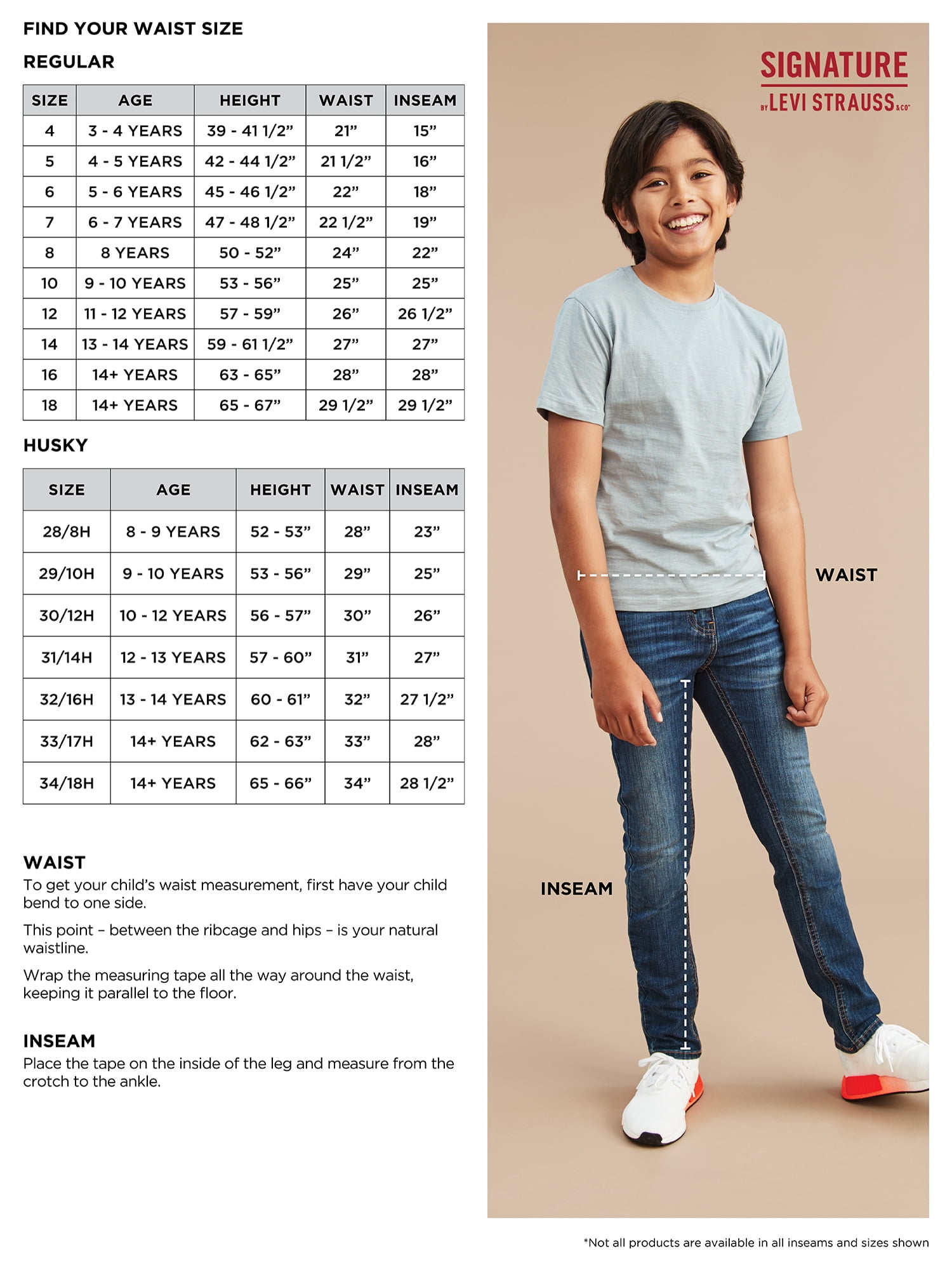 Levi's boys deals size chart