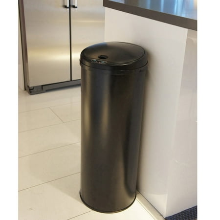 iTouchless - 13-Gal. Round Deodorizer Sensor Trash Can - Matte Black