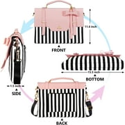 Matein Laptop Tote Bag, 15.6 inch PU Leather Crossbody Shoulder Handbag for Women, Pink