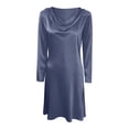 thumbnail image 5 of Delconic Stylish, Elegant, And Sophisticated Mid-length Long-sleeved Neck Dress For Women Navy S, 5 of 8