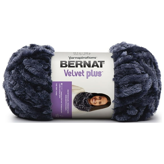 Bernat® Velvet Plus™ #6 Super Bulky Polyester Yarn, Indigo Velvet 10.5oz/300g, 78 Yards