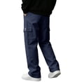 thumbnail image 5 of Resicozy Cargo Sweatpants for Men Casual Athletic Drawstring Waist Jogging Sweatpant with Pockets Home Party Dark Blue 3XL, 5 of 6