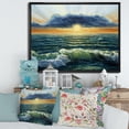 thumbnail image 2 of Designart 'The Blue Ocean In Sunset Evening I' Nautical & Coastal Framed Canvas Wall Art Print, 2 of 5