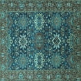 thumbnail image 1 of Ahgly Company Machine Washable Indoor Square Oriental Turquoise Blue Industrial Area Rugs, 6' Square, 1 of 4