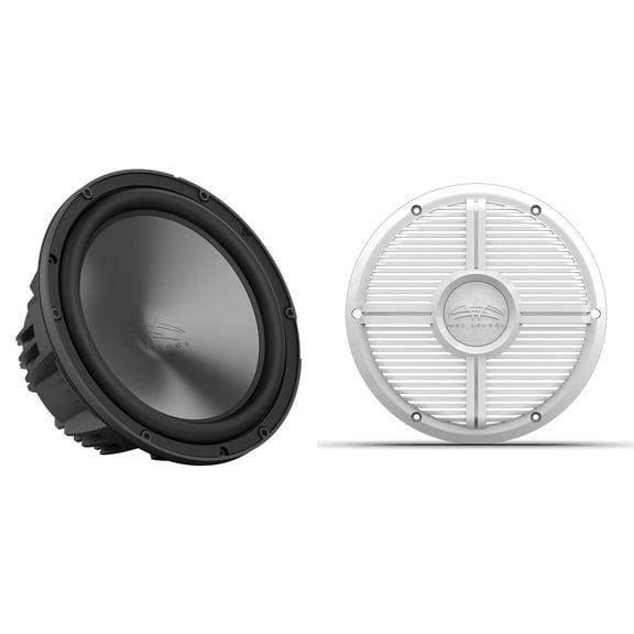Wet Sounds REVO 10 FA S2 V3 - REVO Series 10" Free Air 2 Ohm V3 Subwoofer, Black and Wet Sounds REVO 10 XW-W GRILLE V3 - White XW Style Closed Grille for REVO 10 Subwoofers
