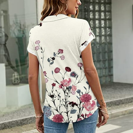 

Blouses for Women Dressy Casual Women Summer Sexy Gradient Print Regular Women Short Sleeves Top Fashion Corset Tops for Women Hot Pink S