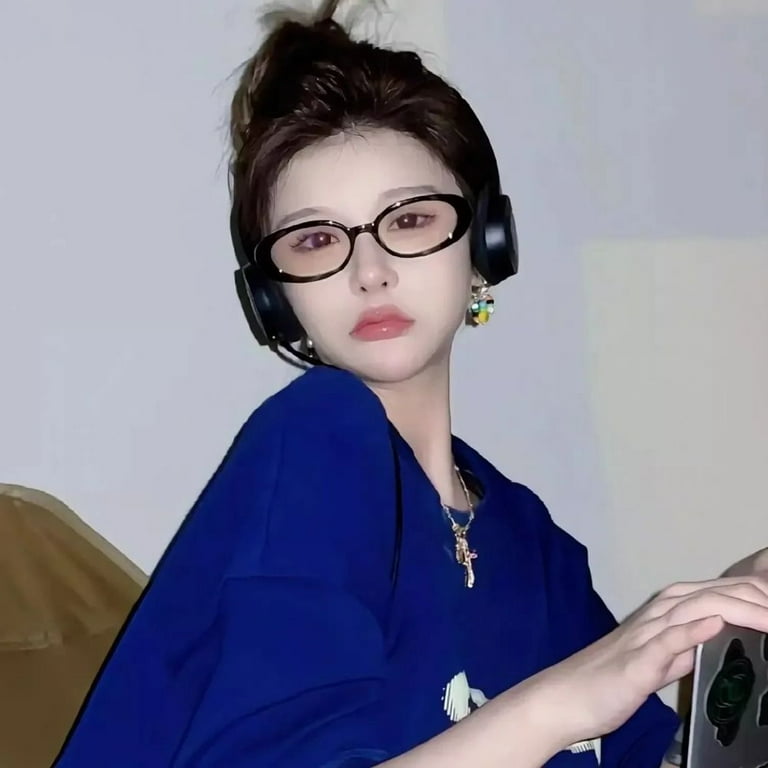 New Y2K Girls Gradient Green Outdoor Narrow Small Eyeglass Retro