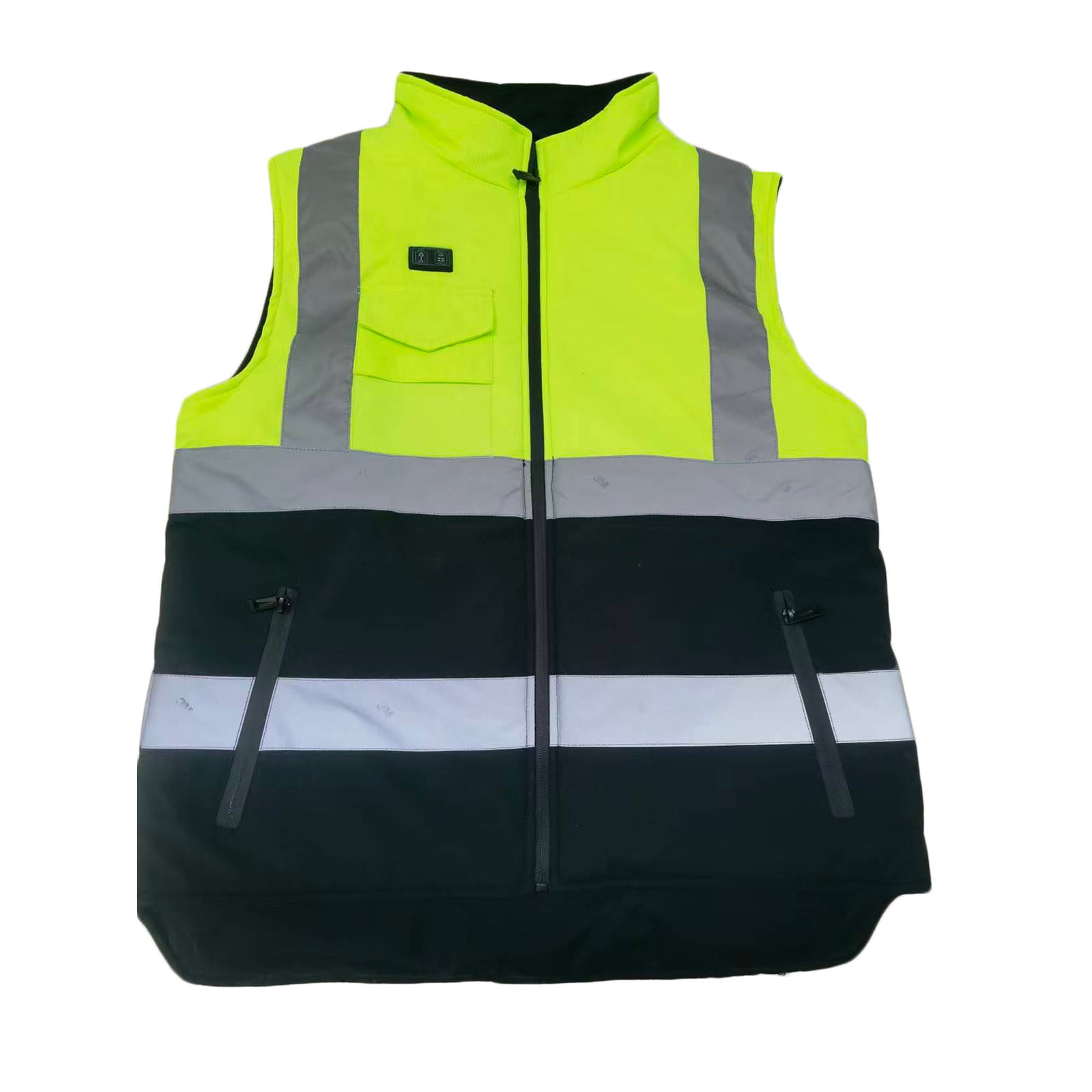 Txeol Heated Hi Vis Work Jackets for Men Zip Up Sleeveless Outdoor Warm Vest Color Block Winter Heated Coats with Pockets,Green,XXXXL