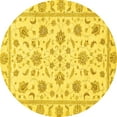 thumbnail image 1 of Ahgly Company Machine Washable Indoor Round Oriental Yellow Traditional Area Rugs, 8' Round, 1 of 4
