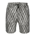 thumbnail image 4 of Yiaed Black White Stripes Print Men's Swim Trunks with Lining Quick Dry Sports Shorts Beach Shorts Boardshorts-Large, 4 of 5