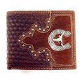 thumbnail image 5 of Western Genuine Woven Leather Longhorn Spur Cowhide Mens Bifold Short Wallet, 5 of 5