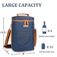 thumbnail image 5 of Tirrinia Insulated 4 Bottle Wine Carrier Tote Cooler Bag for Travel Picnic Padded Champagne Glass Carrying Case Leather, 5 of 7