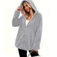thumbnail image 2 of Scyoekwg Women's Hooded Fleece Zip Up Jacket Long Sleeve Drawstring Sherpa Coat with Side Pockets Soft Warm Loose Fit Fall Winter Outerwear,Size:S-XXL, 2 of 7