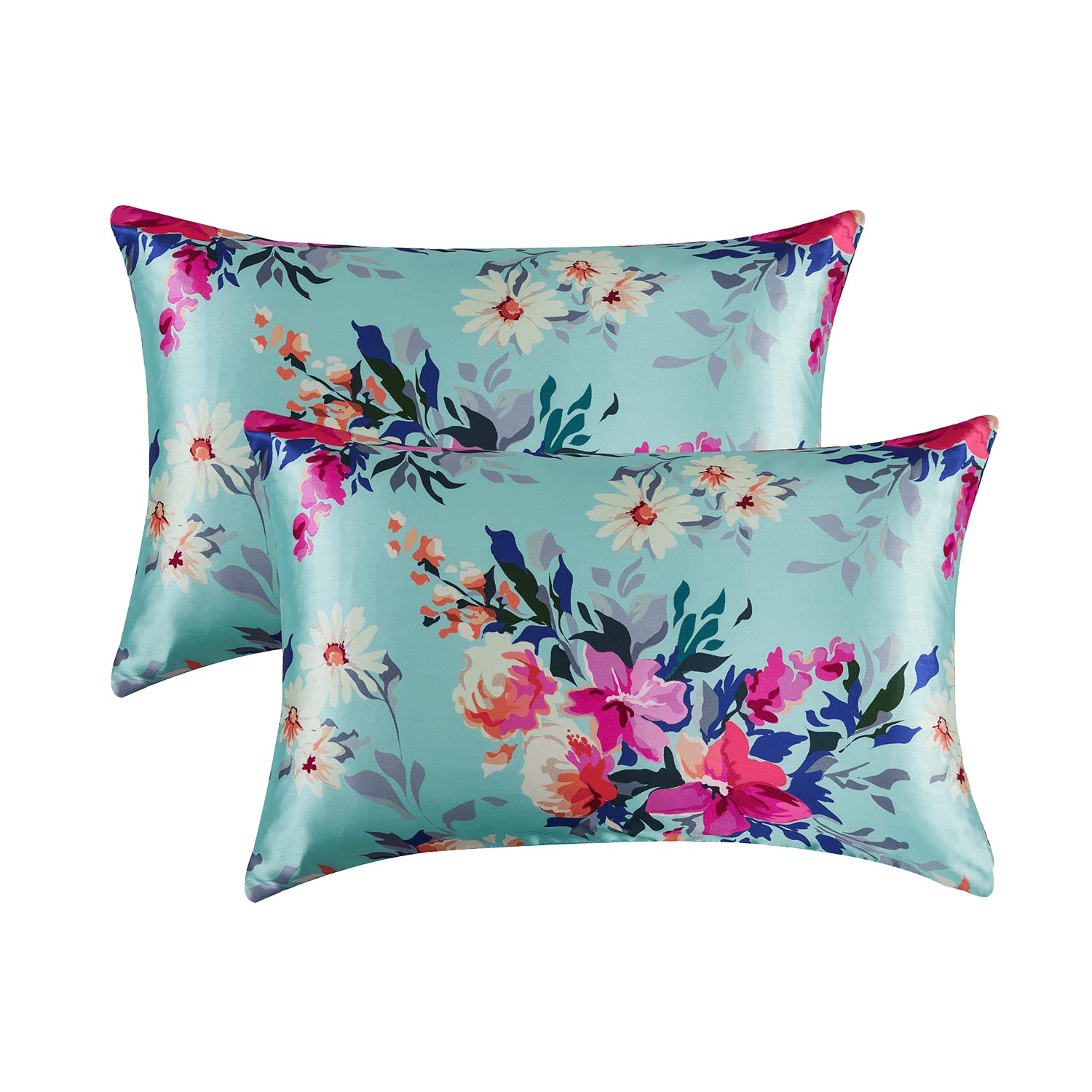 Auvideal 2 Pack Pillow Covers Standard Size Silk Pillowcase for Hair and Skin Satin Cooling