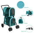 thumbnail image 3 of Kinbor Foldable Double Deck Waterproof Pet Stroller Dog Cat Detach Carrier Jogger, 3 of 7