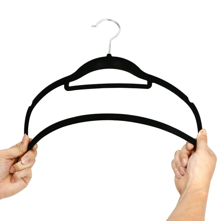 Basics Slim Velvet, Non-Slip Suit Clothes Hangers, Pack of 100,  Black/Silver