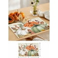 thumbnail image 6 of Fall Placemats Set of 6, Vintage Fall Orange Green White Pumpkins Cotton Linen Table Mats Non-Slip Washable Rustic Fallen Leaves Fall Retro Letter Placemat Autumn Thanksgiving Farmhouse Table Decor, 6 of 6