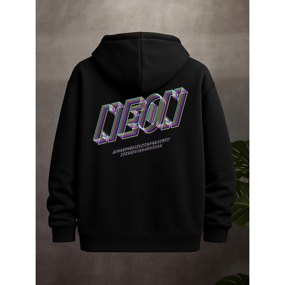 Neon Hoodie sweatshirt games men's polyester black Warm, suitable for casual wear, perfect for outdoor activities aesthetic comfortable funny interesting fun Basic Unisex hoodie