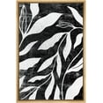 thumbnail image 3 of PixonSign Framed Canvas Print Wall Art Wavy Silver Leaves Floral Wilderness Illustrations Modern Art Minimalist Relax/Calm Dark Black and White for Living Room, Bedroom, Office - 24"x36" Natural, 3 of 5