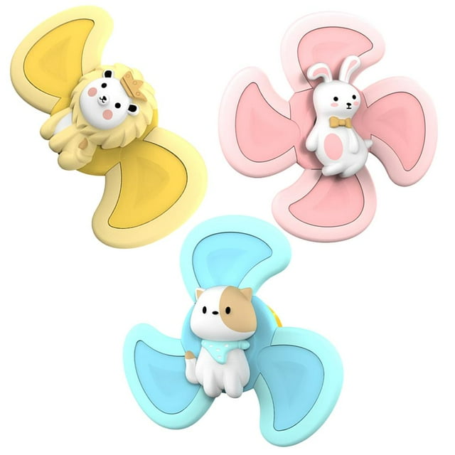3 Piezas de Dibujos Animados Tops Juguete Animal Giradiscos Molino Giratorio para Niños
