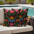 thumbnail image 4 of Bohemian Outdoor Waterproof Pillow Covers, Red Green Tribal Mexican Abstract Flower Decorative Square Throw Pillowcase Sofa Cushion Sham for Patio/Couch/Chair, 24"x24" 2 Pack, 4 of 8