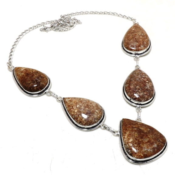 Turritella Agate Pear Shape Gemstone Fashion Ethnic Necklace Jewelry 18" SA 2274