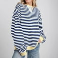 thumbnail image 6 of HAiming Women Plus Size Striped Sweatshirt Casual Long Sleeve Crewneck Pullover Top Fall Loose Oversized Workout Shirt, 6 of 6