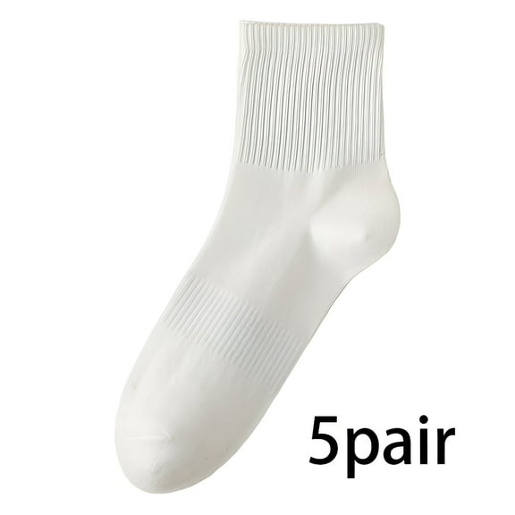 TELOLY 5Pairs Mens Ankle Socks,Anti-Fuzz Technique Moisture Wicking Socks Men,Half-Length Design Mens Ankle Socks Size 10-13,White