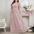 thumbnail image 6 of Puyaiuu New Womens Dresses Summer Ladies Plus Size Dress Long Skirt Lace V-Neck Short Sleeve Women's Dress and Ankle Dress Plus Size Summer Dresses, 6 of 8