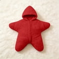 thumbnail image 6 of Baby Starfish Onesie, Cute Thick Fleece Wearable Soft Newborn Baby Infant Warm Swaddle Wrap Sleeping Sack (Red-A,Size:9M), 6 of 10