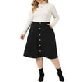 thumbnail image 2 of Agnes Orinda Women's Plus Size Elastic Waist Knee Length Faux Suede Skirt, 2 of 5