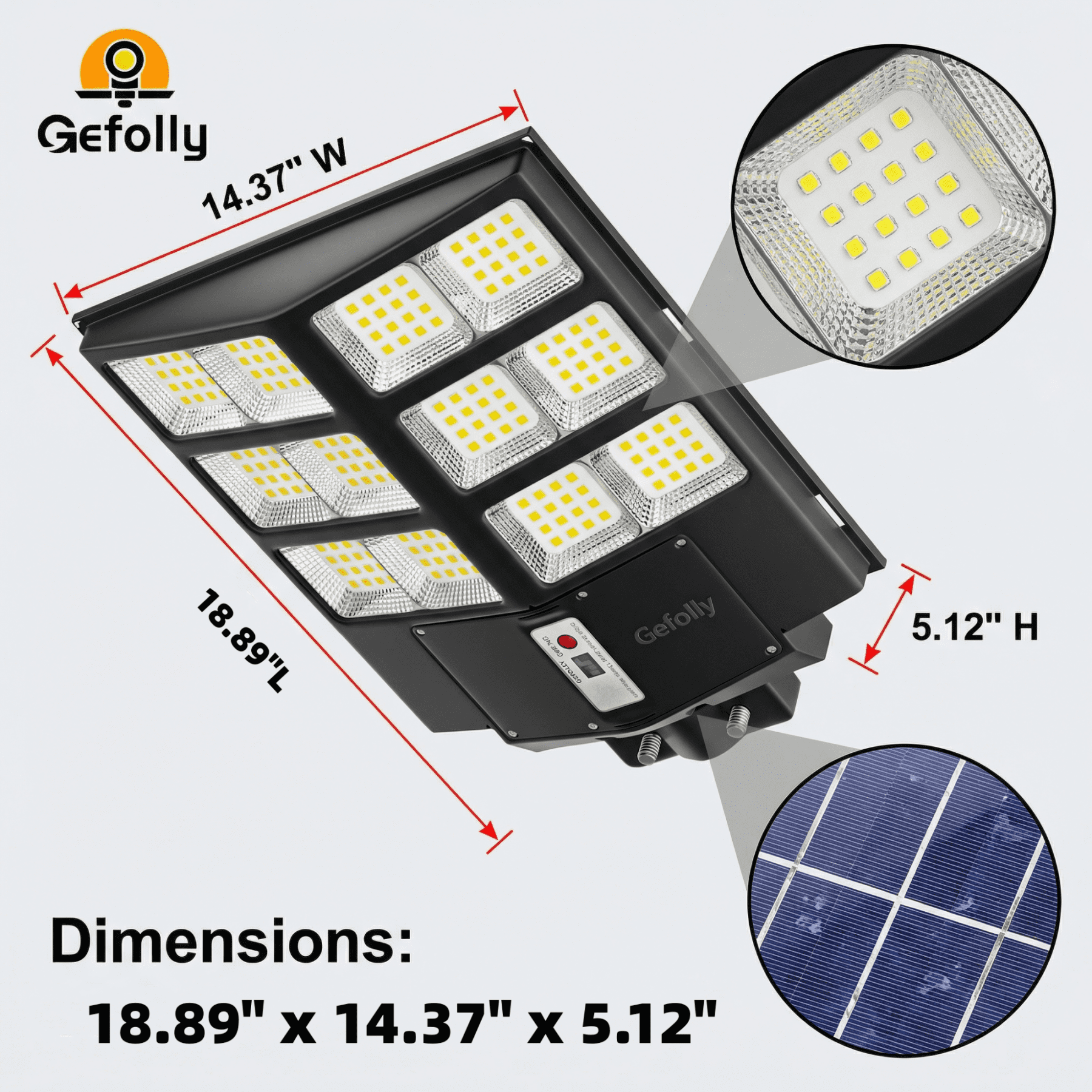 Gefolly Super Bright Solar Street Lights Waterproof Motion Sensor LED Solar Parking Lot Lights Street Lamp Solar Lights--6000W/1350000 LM