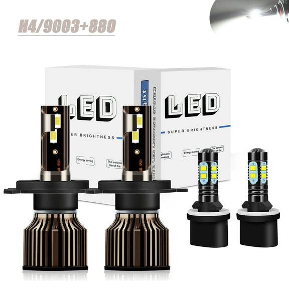 HMCYCI For Hyundai Tucson 2010-2013 - 9003 H4 880 LED Headlight   Fog Light 4 Bulbs