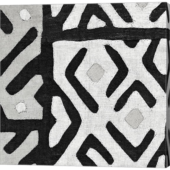 Great Art Now Kuba Cloth I Square I BW by Wild Apple Portfolio Canvas Wall Art
