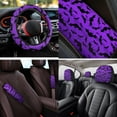 thumbnail image 4 of Uorisanigo Halloween Bats 14 Pcs Automotive Seat Cover Car Console Cover Steering Wheel Cover Cars Headrest Cover and Car Seat Belt Pad Cover and Water Cup Coaster Anti-slip for Cars SUVs, 4 of 6