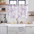 thumbnail image 2 of Purple White Floral Kitchen Curtains Window Panels, Spring Botanical Leaves Farmhouse Insulated Window Treatment Curtain, Grommet Curtains for Bedroom/Living Room/Bathroom, 2 Piece 42"Wx45"L, 2 of 8