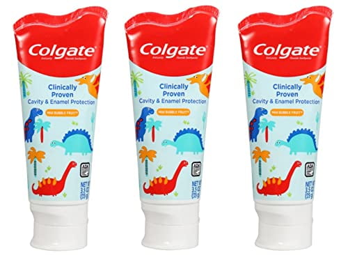 3 pack Colgate Kids Dinosaurs Mild Bubble Fruit Toothpaste 3.5oz each